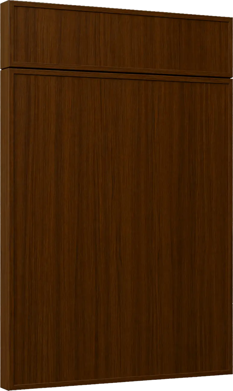 Tall wooden cabinet with a narrow top drawer in a dark brown finish