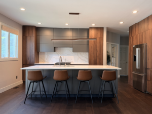 Installed German Kitchen - Walnut and grey