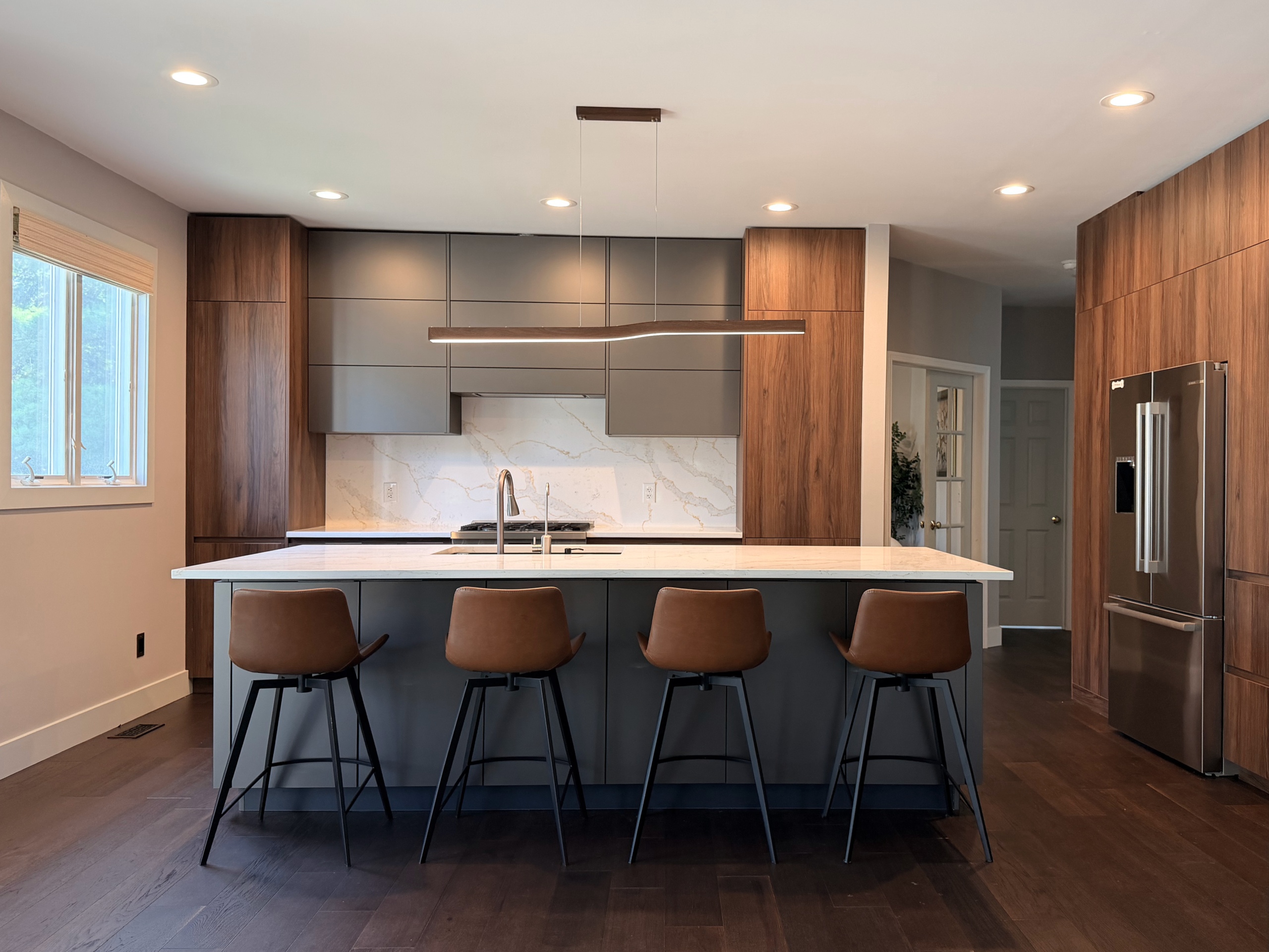 Installed German Kitchen - Walnut and grey